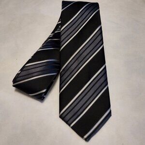 Little Black Tie || Black Striped Tie
